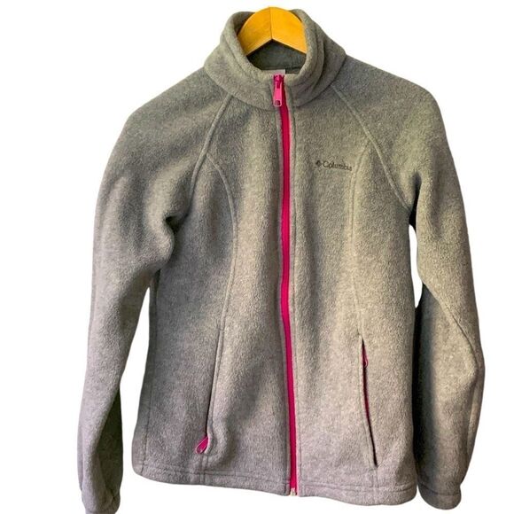 Columbia Women’s Full Zip Warm Fleece Jacket - Gray with Pink Trim - Size: Small - Picture 1 of 9